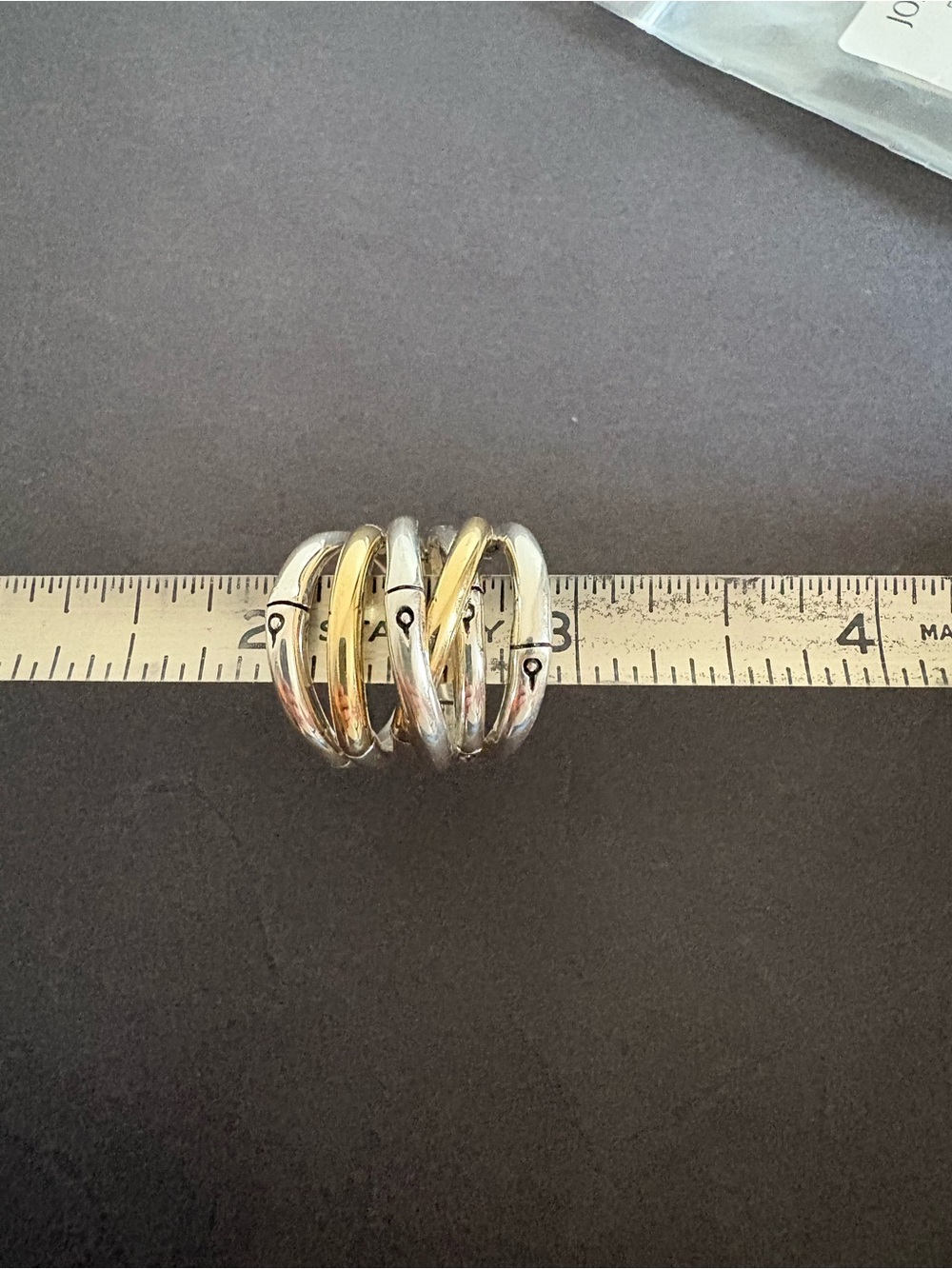 John Hardy Two-Tone 18kGold and Silver Bamboo Ring - Picture 3 of 8